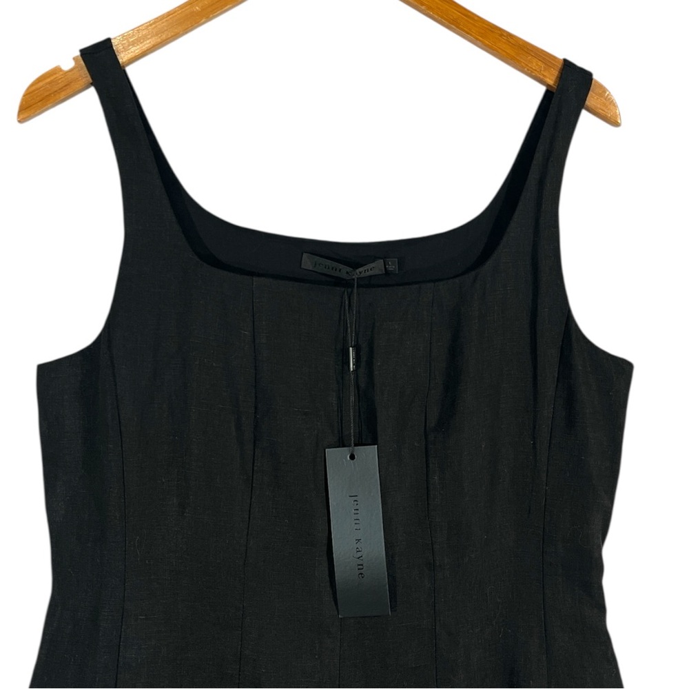 NWT Jenni Kayne Kinney Dress in Black Size Large 100% Linen Midi Length - Picture 8 of 12